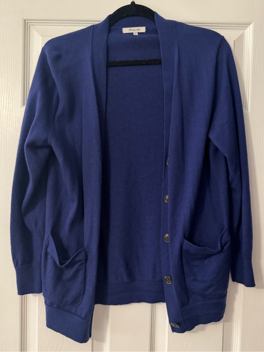 Madewell 100% Wool Blue Button Front Cardigan